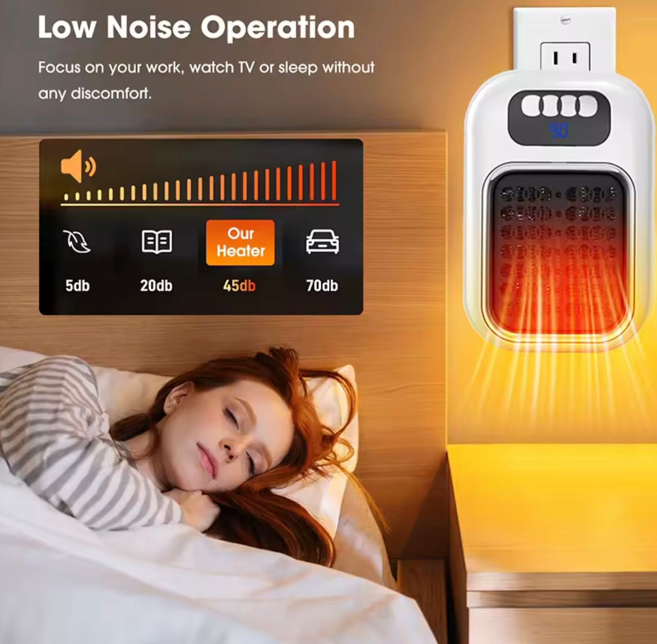 Wall Mounted Portable Small Electric Heater With Remote Control, Adjustable Silent Thermostat Suitable For Winter Home Offices Bathroom