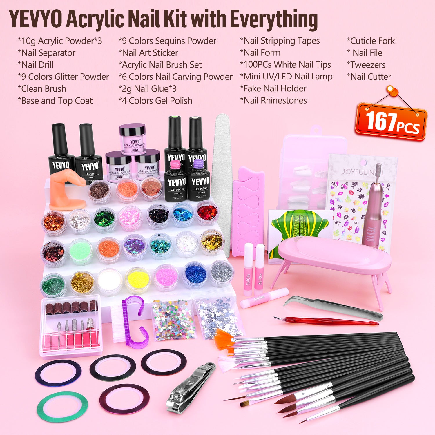 Acrylic Nail Kit With Drill, 4 Colors Gel Polish And UV Light Nail Kit, Birthday Gifts For Women, Valentines Day Gifts For Girl, Professional Nails Kit Acrylic Set With Everything For Beginners